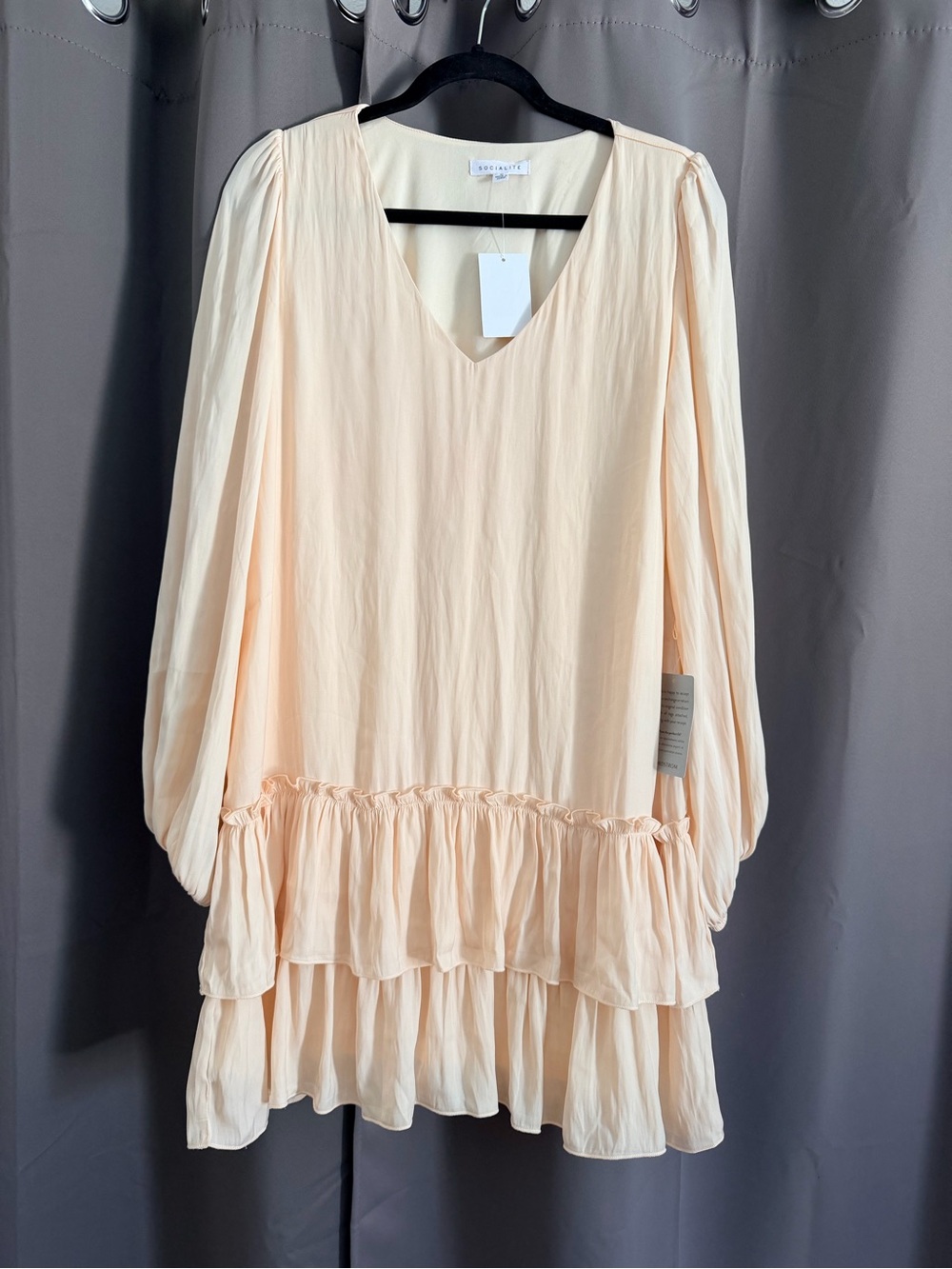 Socialite Peach Tiered Ruffle V-Neck Mini Dress